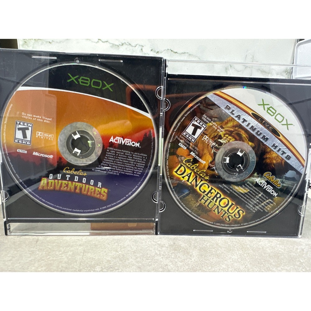 Xbox Cabela's Outdoor Adventures & Dangerous Hunts Platinum Hits Game Lot Discs